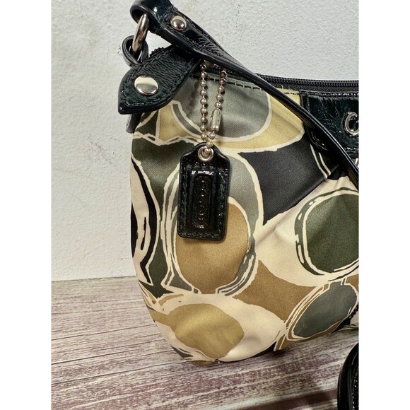COACH Purse crossbody bag Black Gray and tan C Pattern Small Purse Hang Tag - Picture 14 of 15